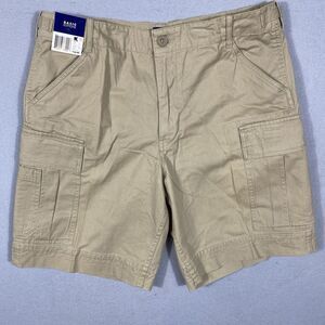 Vintage Men's Cargo Shorts Khaki Loose Fit 36x10 Pockets 100% Cotton Deadstock